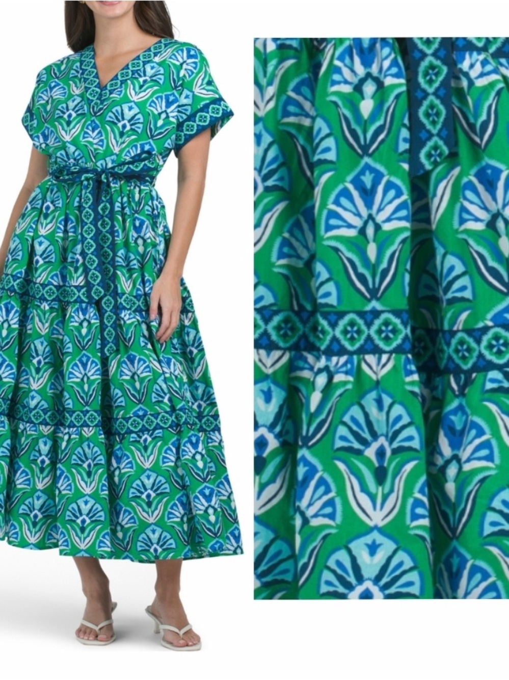 Printfresh Green and Blue Floral Maxi Dress